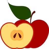 färsk röd äpple, illustration, vektor på vit bakgrund
