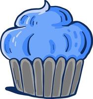 Blauer Cupcake, Illustration, Vektor auf weißem Hintergrund.