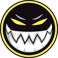 svart ondska monster logotyp illustration vektor på vit bakgrund