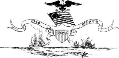 Die 13-Sterne-Betsy-Ross-Flagge der Vereinigten Staaten von Amerika, Vintage-Illustration vektor