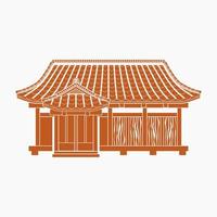 redigerbar platt svartvit stil traditionell japansk hus vektor illustration för turism resa och kultur eller historia utbildning