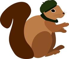 Eichhörnchen mit Hut, Illustration, Vektor auf weißem Hintergrund.