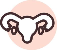 Womans Uterus, Illustration, Vektor auf weißem Hintergrund.