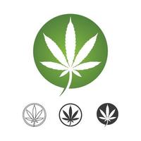 cannabis logotyp och marijuana blad ikon vektor design