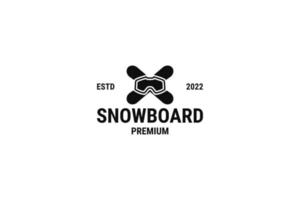 platt åka snowboard logotyp design vektor mall illustration