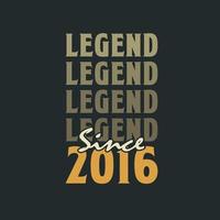 legend eftersom 2016, årgång 2016 födelsedag firande design vektor