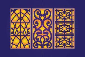 dekoratives gestanztes florales islamisches abstraktes muster lasergeschnittene plattenschablone gold vektor