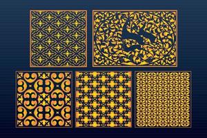 dekoratives Laserschnitt-Set abstrakte geometrische Goldvorlage vektor