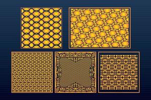 dekoratives Laserschnitt-Set abstrakte geometrische Goldvorlage vektor