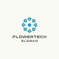 Blumen-Tech-Logo-Vorlage, Vektorgrafik-Design vektor