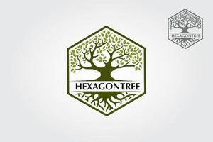 sexhörning träd vektor logotyp mall logotyp av en stiliserade träd i sexhörning. dess vara en perfekt för en mängd av företag, framförallt de där relaterad till kosmetika, ekologi, hälsa, blommor, parfym och etc.