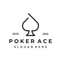 Vintages Casino-Poker-Ass-Designlogo, Diamanten, Herzen und Pik. Pokerclub-Logo, Turnier, Glücksspiel, Symbol 777. vektor