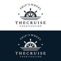 Kreuzfahrtschiff-Ruder-Logo-Template-Design mit Retro-Wellen, Seilen und Ankern. Logo für Unternehmen, Segler, Segeln. vektor