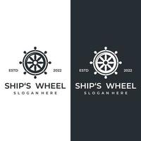 kryssning fartyg roder logotyp mall design med retro vågor, tågvirke och ankare. logotyp för företag, sjömän, segling. vektor