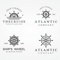 Kreuzfahrtschiff-Ruder-Logo-Template-Design mit Retro-Wellen, Seilen und Ankern. Logo für Unternehmen, Segler, Segeln. vektor