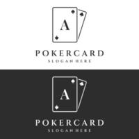 Vintages Casino-Poker-Ass-Designlogo, Diamanten, Herzen und Pik. Pokerclub-Logo, Turnier, Glücksspiel, Symbol 777. vektor