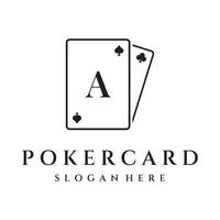 Vintages Casino-Poker-Ass-Designlogo, Diamanten, Herzen und Pik. Pokerclub-Logo, Turnier, Glücksspiel, Symbol 777. vektor