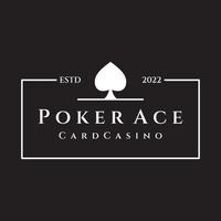 Vintages Casino-Poker-Ass-Designlogo, Diamanten, Herzen und Pik. Pokerclub-Logo, Turnier, Glücksspiel, Symbol 777. vektor