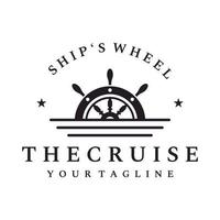 kryssning fartyg roder logotyp mall design med retro vågor, tågvirke och ankare. logotyp för företag, sjömän, segling. vektor
