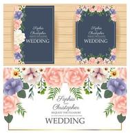 Hochzeitseinladung mit quadratischen Blumenrahmen gesetzt vektor