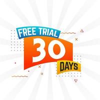 30 dagar fri rättegång PR djärv text stock vektor