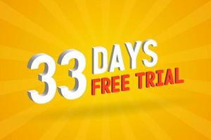 fri erbjudande 33 dagar fri rättegång 3d text stock vektor