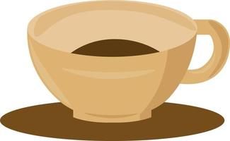 braune Tasse Kaffee, Illustration, Vektor auf weißem Hintergrund.