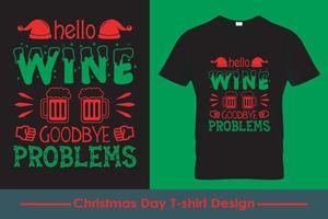 Frohe Weihnachten und Weinliebhabert-shirt. Urlaub Weihnachten T-Shirt-Design. Typografie-Vektordesign. Pro-Vektor vektor