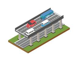 Isometrische Darstellung des Konzepts des Brückenverkehrs, Vektordarstellung, geeignet für Diagramme, Infografiken und andere grafische Elemente vektor