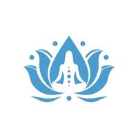 eine Logo-Illustration, die Menschen darstellt, die Yoga oder Meditation machen vektor