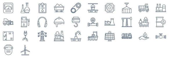 samling av ikoner relaterad till industri och fabrik, Inklusive ikoner tycka om dumpa lastbil, kol, olja, kran och Mer. vektor illustrationer, pixel perfekt uppsättning