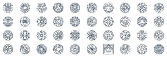 samling av ikoner relaterad till mandalas, Inklusive ikoner tycka om mönster, hinduism, geometrisk form, abstrakt och Mer. vektor illustrationer, pixel perfekt uppsättning