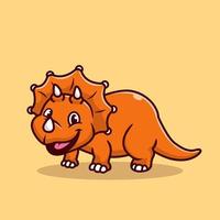 niedliche triceratops lächelnde karikaturvektorsymbolillustration. Tier-Dinosaurier-Icon-Konzept isolierter Premium-Vektor. flacher Cartoon-Stil vektor