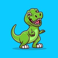 söt tyrannosaurus leende tecknad serie vektor ikon illustration. djur- dinosaurier ikon begrepp isolerat premie vektor. platt tecknad serie stil