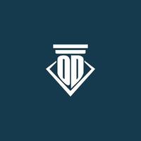 od Anfangsmonogramm-Logo für Anwaltskanzlei, Anwalt oder Anwalt mit Säulen-Icon-Design vektor