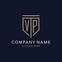 vp initiales Logo-Monogramm mit einfachem Luxus-Schild-Icon-Design vektor