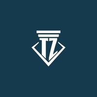 tz-Anfangsmonogramm-Logo für Anwaltskanzlei, Anwalt oder Anwalt mit Säulen-Icon-Design vektor
