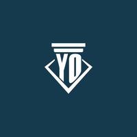 yo första monogram logotyp för lag fast, advokat eller förespråkare med pelare ikon design vektor