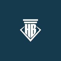 hb Anfangsmonogramm-Logo für Anwaltskanzleien, Anwälte oder Anwälte mit Säulen-Icon-Design vektor