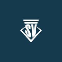 sv Anfangsmonogramm-Logo für Anwaltskanzleien, Anwälte oder Anwälte mit Säulen-Icon-Design vektor