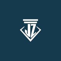 jz Anfangsmonogramm-Logo für Anwaltskanzleien, Anwälte oder Anwälte mit Säulen-Icon-Design vektor