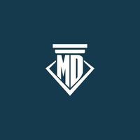 md Anfangsmonogramm-Logo für Anwaltskanzlei, Anwalt oder Anwalt mit Säulen-Icon-Design vektor