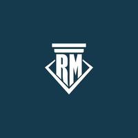 rm-Anfangsmonogramm-Logo für Anwaltskanzleien, Anwälte oder Anwälte mit Säulen-Icon-Design vektor