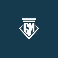 gm-anfangsmonogrammlogo für anwaltskanzlei, anwalt oder anwalt mit säulenikonendesign vektor