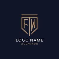 fw initiales Logo-Monogramm mit einfachem Luxus-Schild-Icon-Design vektor