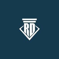rd första monogram logotyp för lag fast, advokat eller förespråkare med pelare ikon design vektor