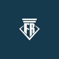 fr Anfangsmonogramm-Logo für Anwaltskanzleien, Anwälte oder Anwälte mit Säulen-Icon-Design vektor