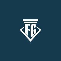 fg Anfangsmonogramm-Logo für Anwaltskanzlei, Anwalt oder Anwalt mit Säulen-Icon-Design vektor