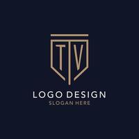 TV-Anfangslogo-Monogramm mit einfachem Luxus-Schild-Icon-Design vektor