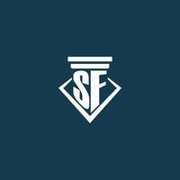 sf Anfangsmonogramm-Logo für Anwaltskanzleien, Anwälte oder Anwälte mit Säulen-Icon-Design vektor